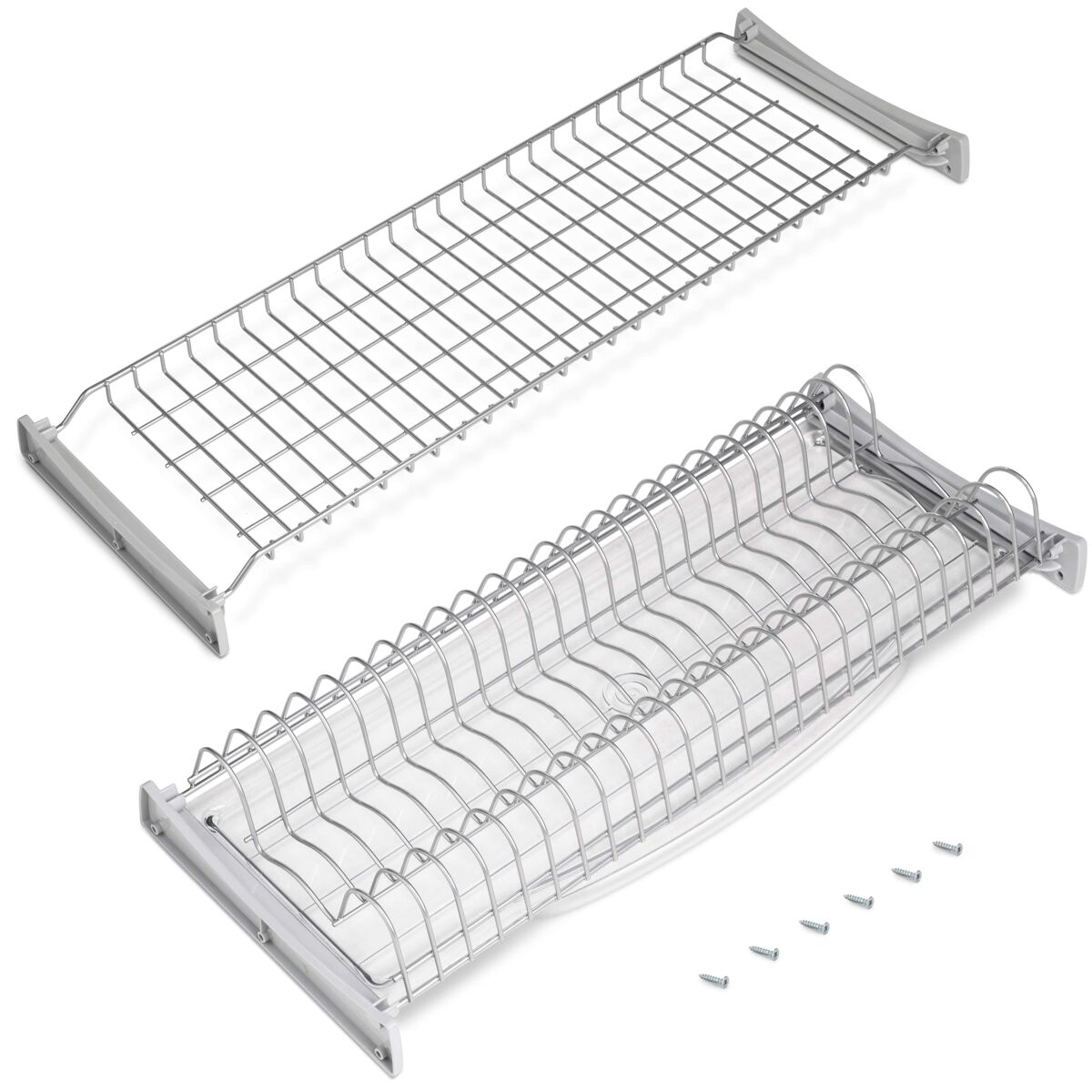 Escorredor de pratos suprastar para módulo de 60 cm de altura em cinza com aço alumínio pintado 57x9x27 cm