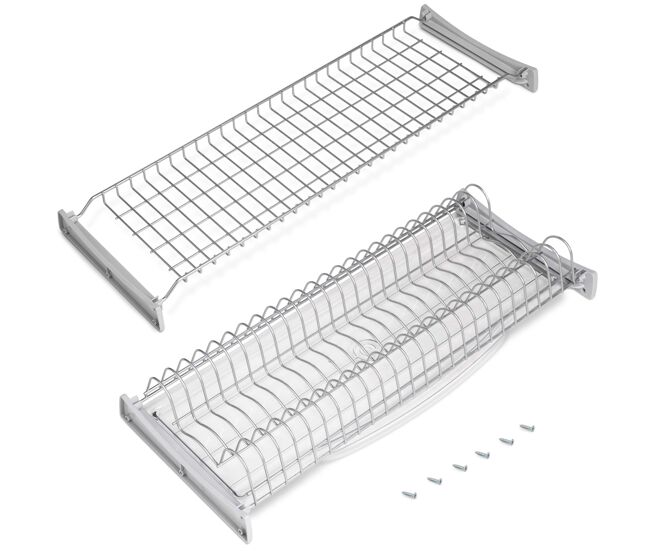 Escorredor de pratos suprastar para módulo de 60 cm de altura em cinza com aço alumínio pintado 57x9x27 cm