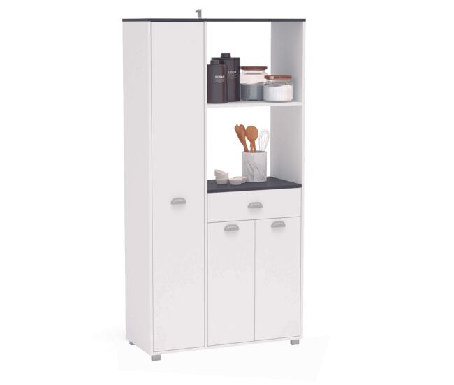 Buffet de cozinha asfeld em blanc com 2 armários e 1 gaveta para armazenamento expandido 180x90x40 cm