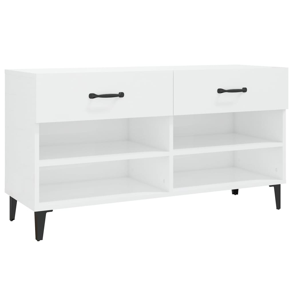 Vidaxl sapateira 102x35x55 cm derivados de madeira branco brilhante