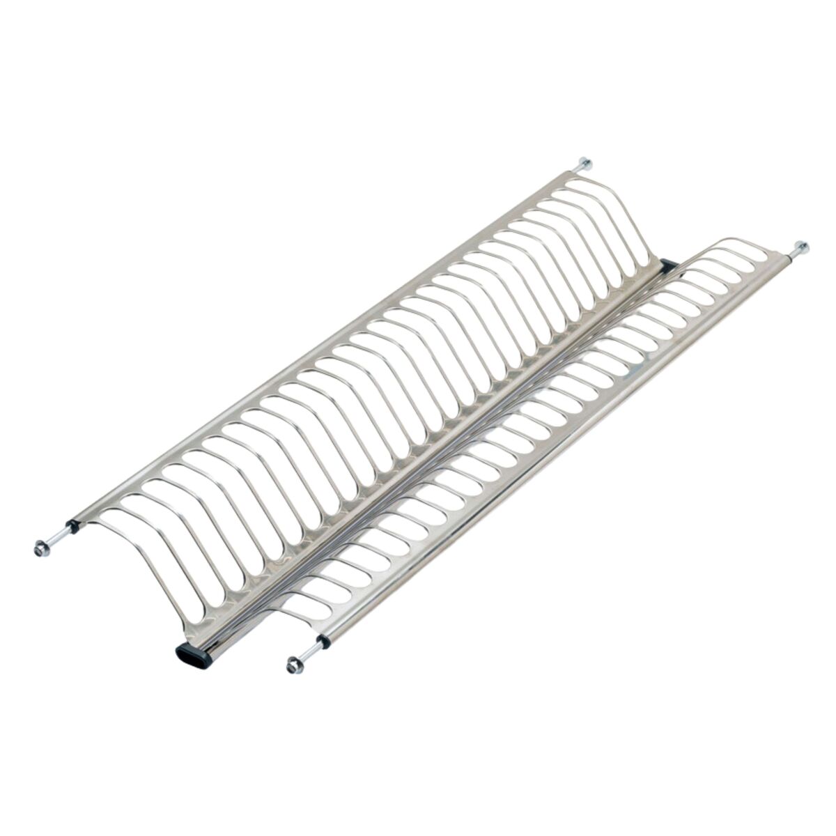 Escorredor de pratos de cozinha em aço inoxidável na cor cinza para armários de 80 cm de altura com medidas 77x4x24 cm