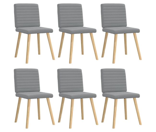 Vidaxl cadeiras de jantar 6 pcs tecido cinzento-claro