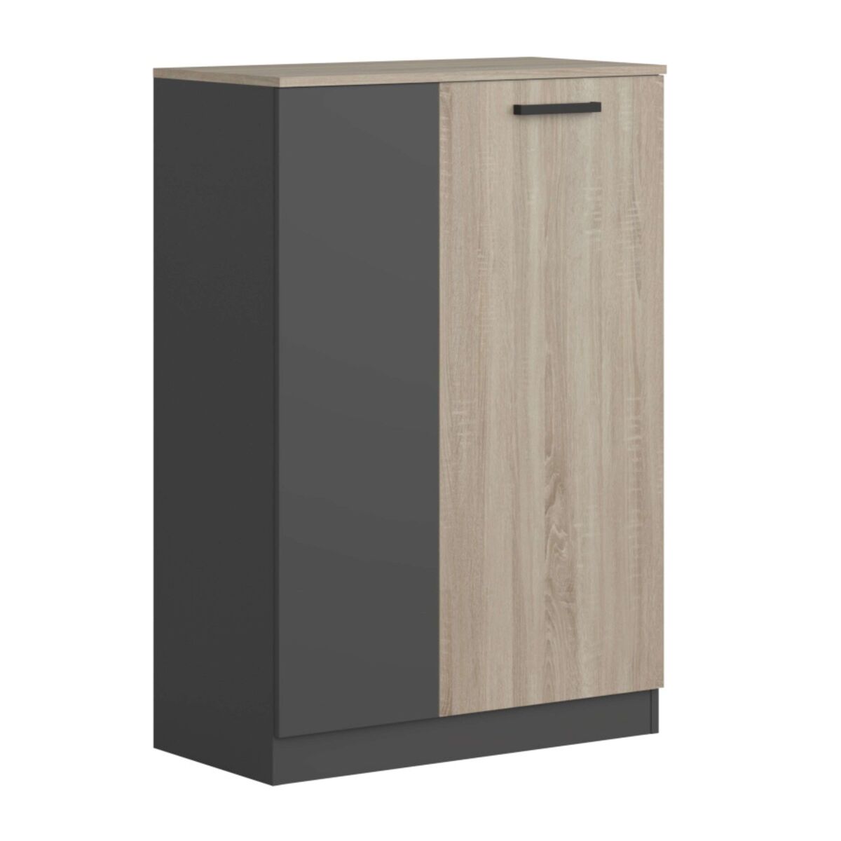 Aparador de escritório estilo industrial nibis com 2 portas em carvalho sonoma e cinza antracite 80x116x40 cm