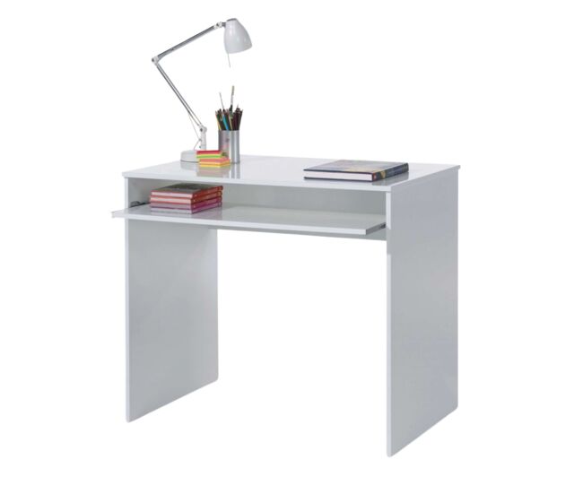 Pacote de móveis de estudo infantil e juvenil estilo contemporâneo i-joy em branco, composto por uma escrivaninha e prateleiras
