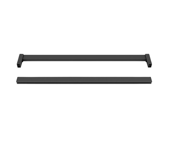Varões de guarda-roupa de luxo em preto com 2 barras e suportes de alumínio e plástico, medidas 115x30x15 cm