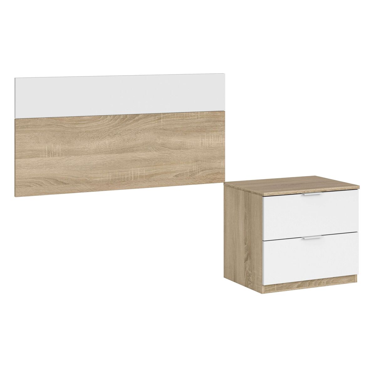 Miroytengo Pacote De Móveis Para Quarto Juvenil Luca Em Carvalho E Canadense Com Guarda-Roupa, Cabeceira, Mesa De Cabeceira E Escrivaninha Branco