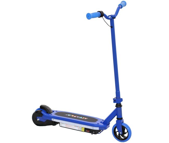 Aiyaplay trotinete électrique para enfants de 6-14 anos trotinete électrique máx. 10 km/h motor 80 w autonomia máxima 8 km trotinete électrique infantil com luzes led travão traseiro 76x46x93 cm bleu