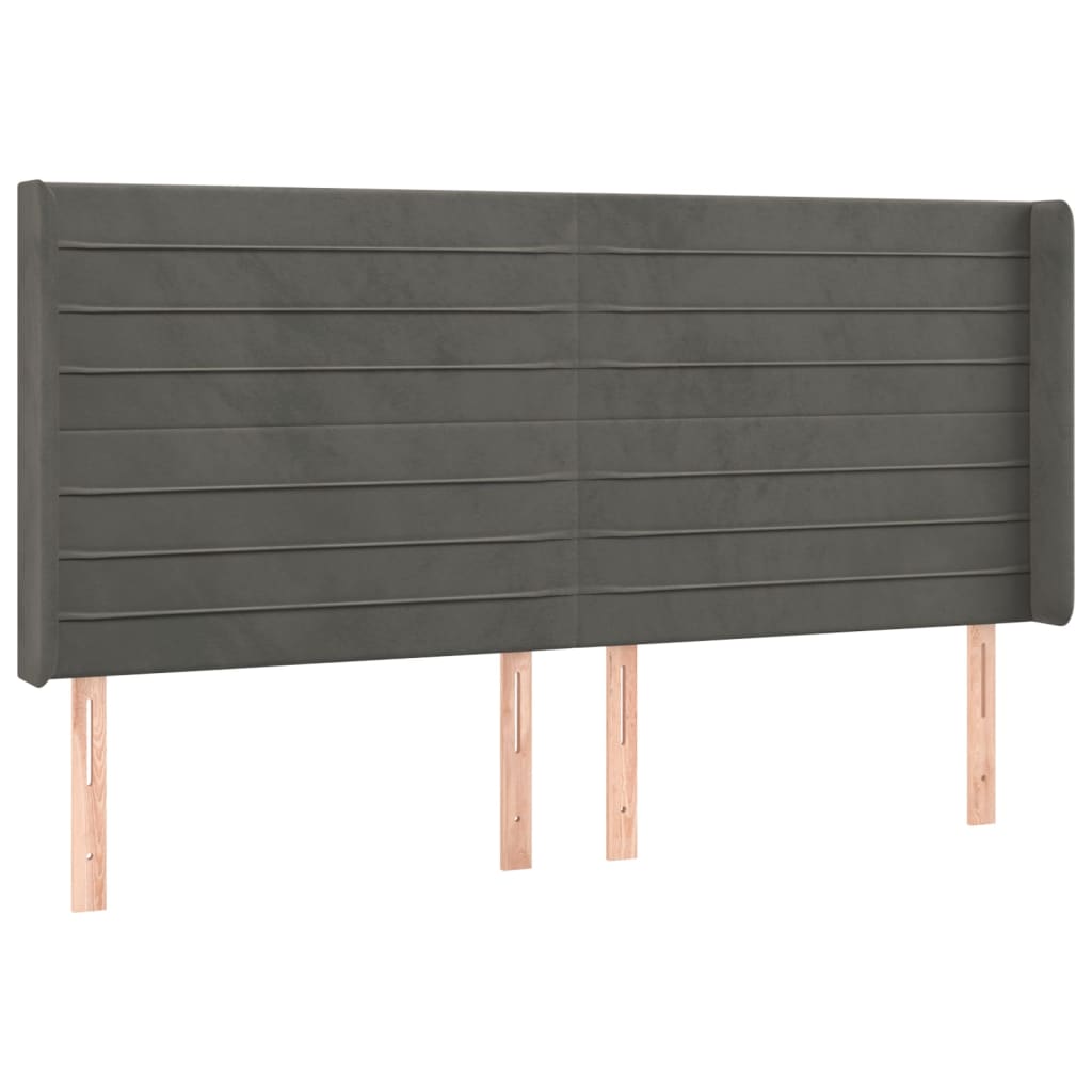 Vidaxl cabeceira cama c/ abas veludo 203x16x118/128 cm cinzento-escuro