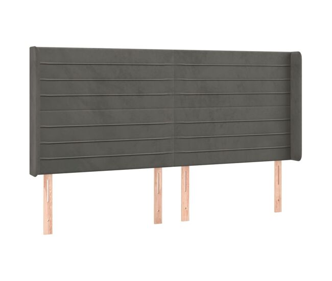 Vidaxl cabeceira cama c/ abas veludo 203x16x118/128 cm cinzento-escuro