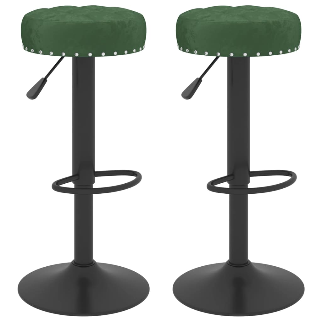 Vidaxl bancos de bar 2 pcs veludo verde-escuro