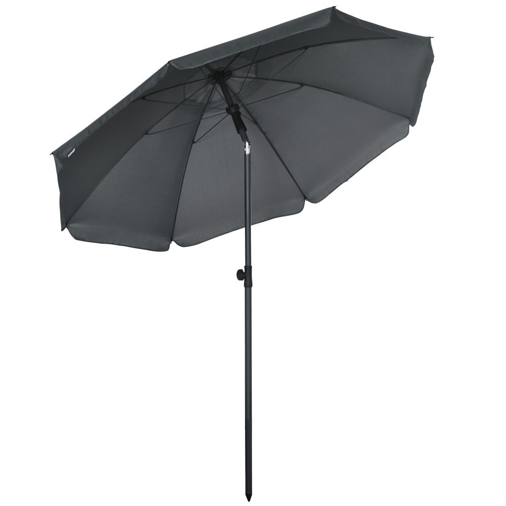Outsunny guarda-sol de praia grande ø180 cm guarda-sol de terraço exterior com toldo inclinável até 45° proteção uv50+ impermeável mastro de ø32 mm