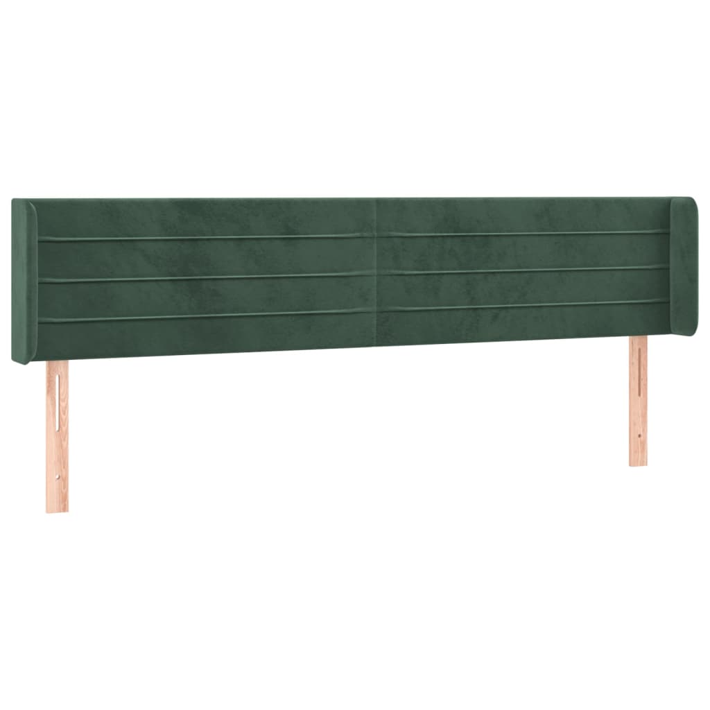 Vidaxl cabeceira de cama c/ abas veludo 183x16x78/88cm verde-escuro