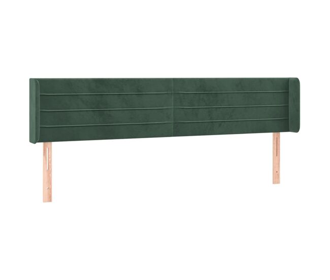 Vidaxl cabeceira de cama c/ abas veludo 183x16x78/88cm verde-escuro