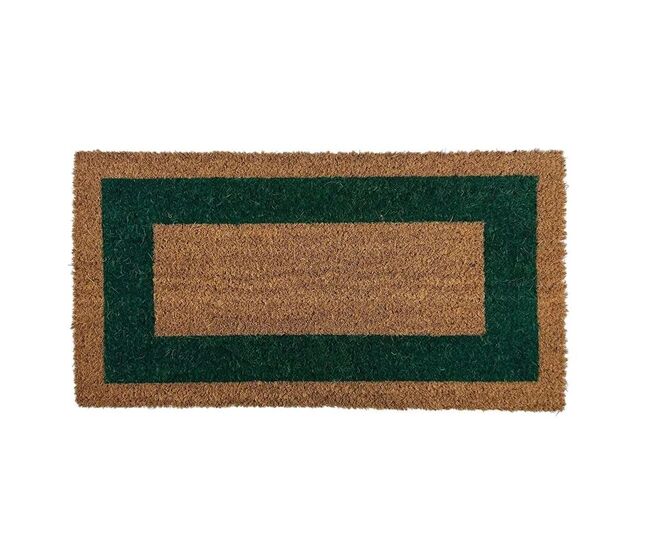 Arquiservi - capacho de coco antiderrapante com borda verde 40 x 70 cm