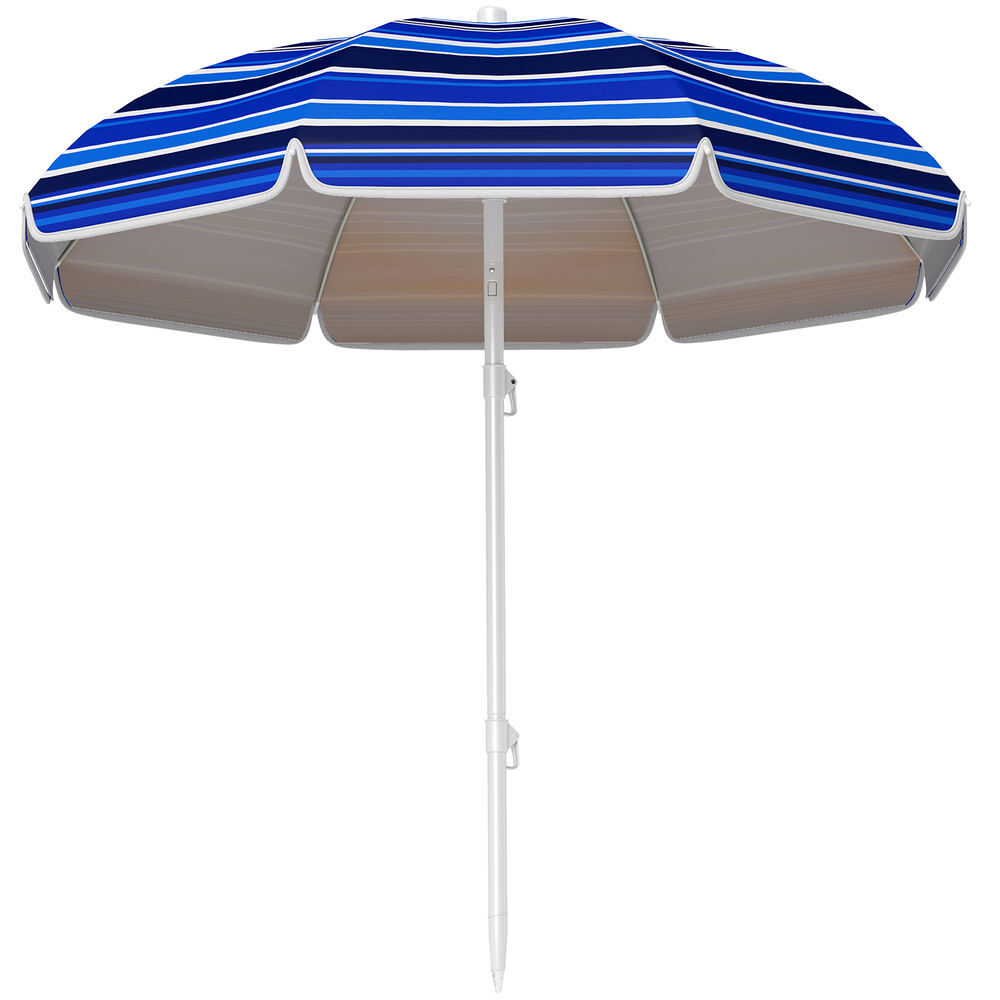 Outsunny chapéu de sol grande para praia ø180 cm chapéu de sol para exterior dobrável com ângulo ajustável proteção uv50+ impermeável mastro de ø32 mm multicolor