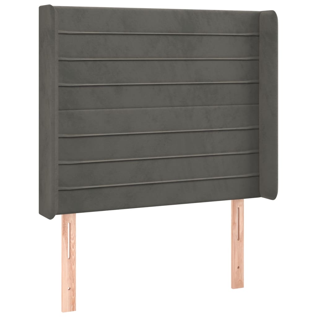 Vidaxl cabeceira cama c/ abas veludo 103x16x118/128 cm cinzento-escuro