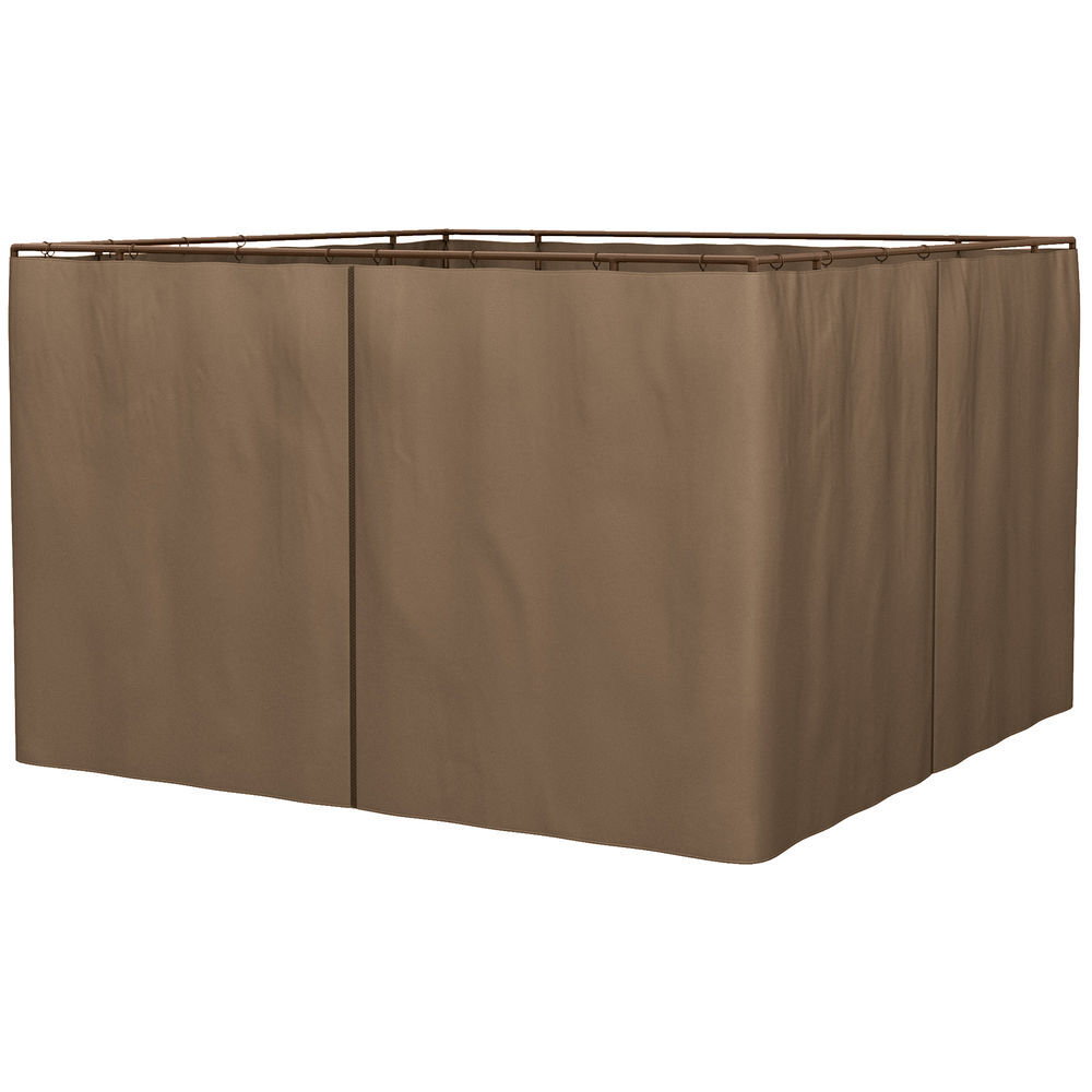 Outsunny 4 paredes laterais para tenda 302x205 cm laterais para tenda universal com ganchos e argola em c para tenda de jardim terraço marrom