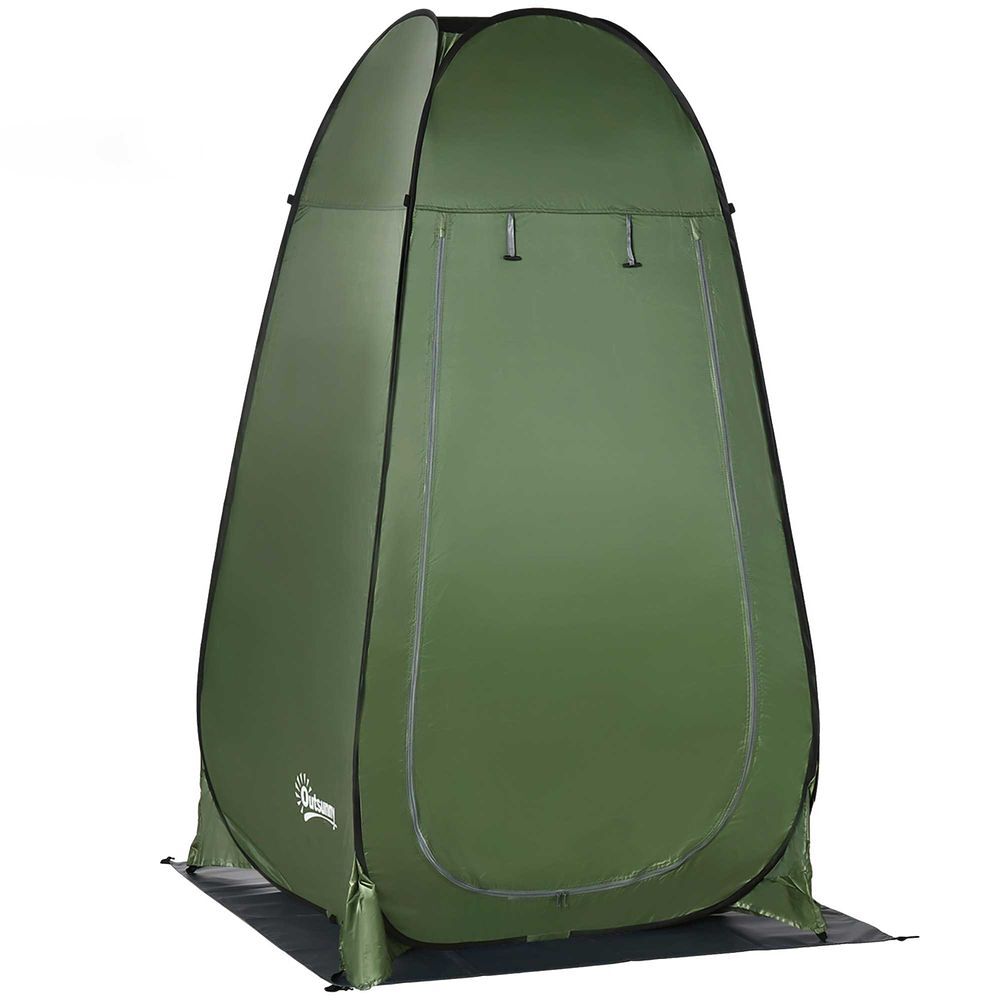 Outsunny tenda de duche tenda de privacidade portátil com 1 gancho bolso bolsa de transporte e uv20+ para duche trocador sanita 126x124x189 cm verde