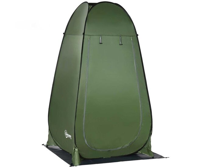 Outsunny tenda de duche tenda de privacidade portátil com 1 gancho bolso bolsa de transporte e uv20+ para duche trocador sanita 126x124x189 cm verde
