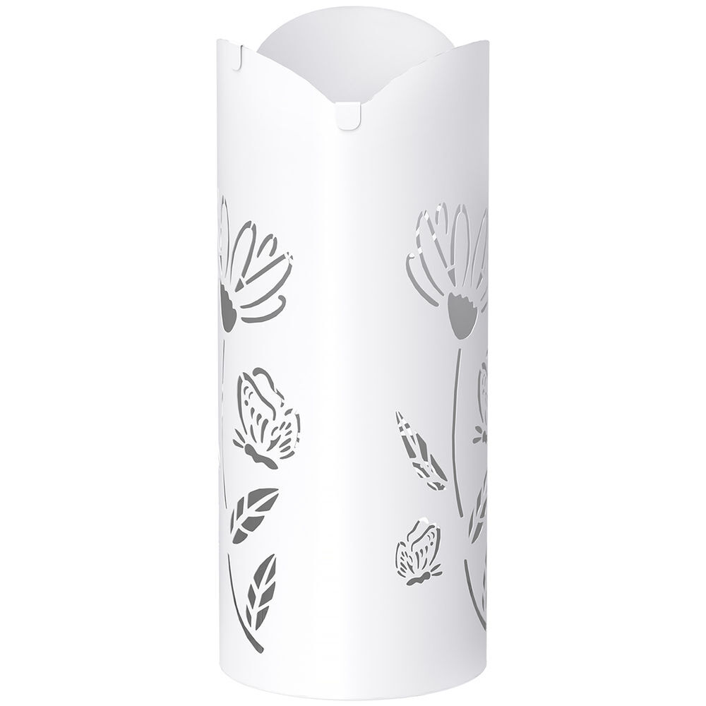 Homcom suporte para guarda chuva em acier com 4 ganchos bandeja de gotejamento amovível suporte de guarda chuvas blanc para entrada ou escritório 17x17x41 cm