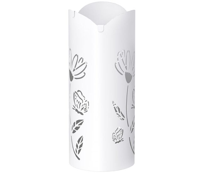 Homcom suporte para guarda chuva em acier com 4 ganchos bandeja de gotejamento amovível suporte de guarda chuvas blanc para entrada ou escritório 17x17x41 cm