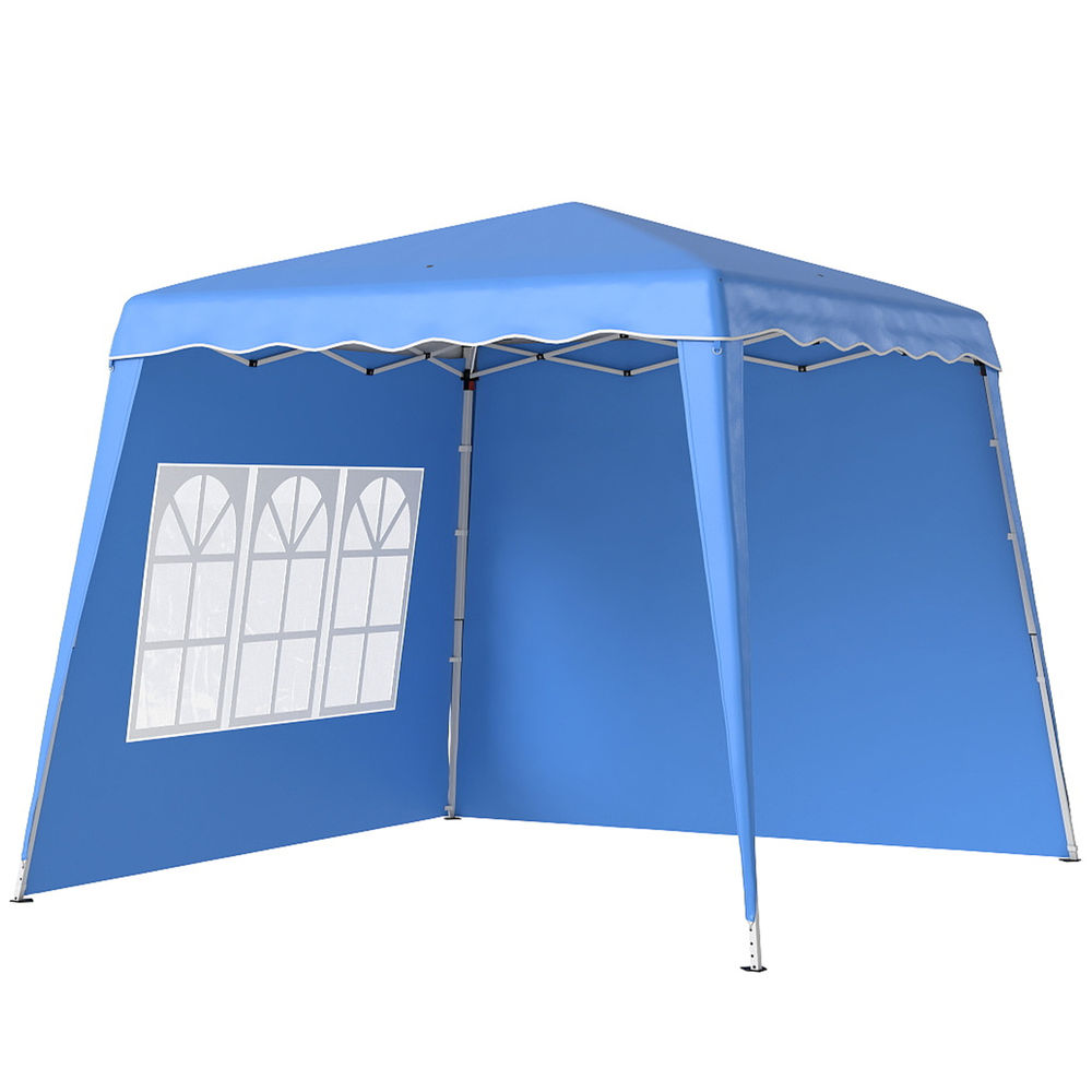 Outsunny tenda dobrável com 2 paredes laterais 2,4x2,4 m tenda de jardim com altura ajustável proteção uv50+ e bolsa de transporte para exteriores