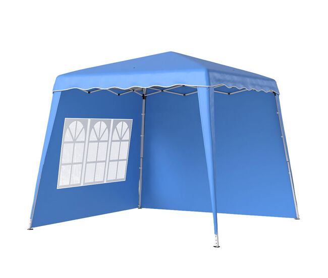 Outsunny tenda dobrável com 2 paredes laterais 2,4x2,4 m tenda de jardim com altura ajustável proteção uv50+ e bolsa de transporte para exteriores
