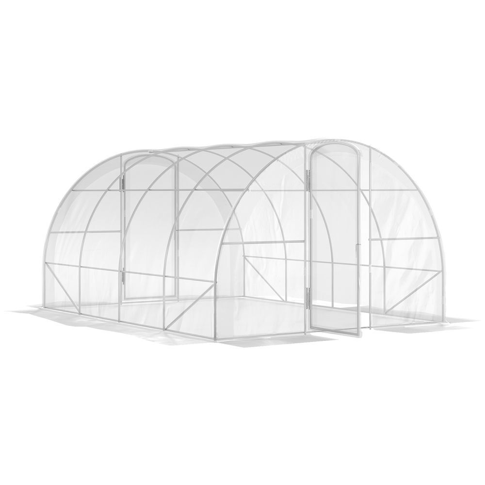 Outsunny estufa de túnel 395x295x195 cm estufa de jardim com 2 portas estufa para horticultura com teto arredondado para cultivo de plantas e flores