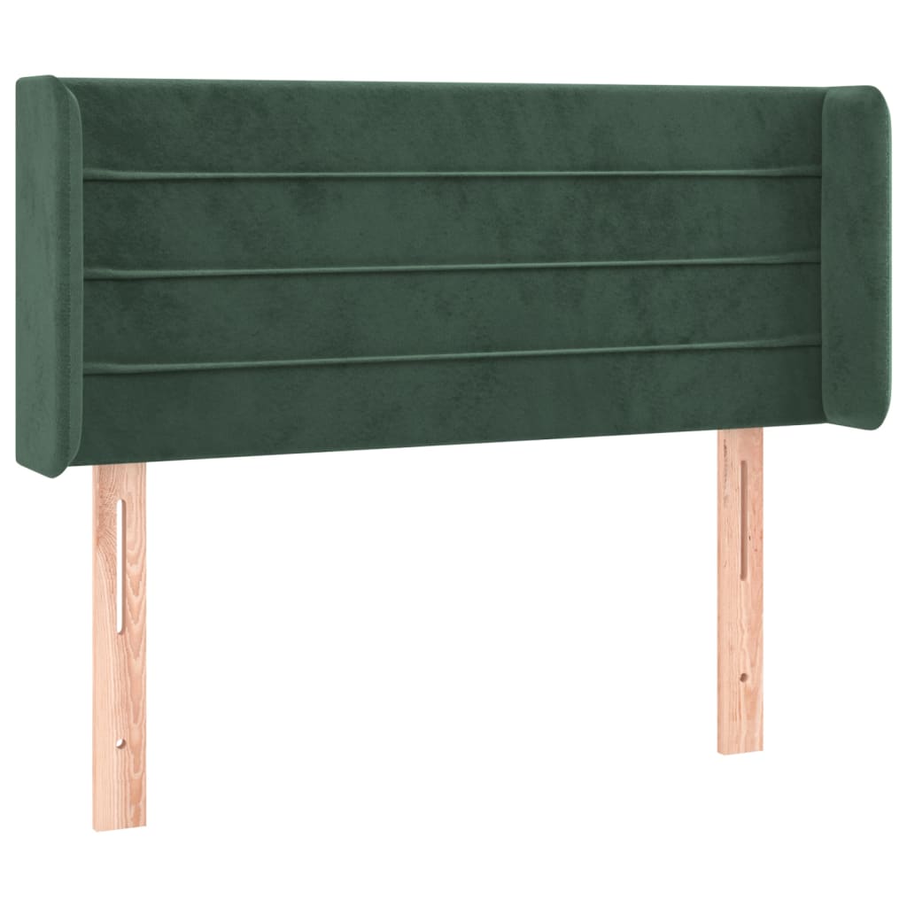 Vidaxl cabeceira de cama c/ abas veludo 93x16x78/88 cm verde-escuro