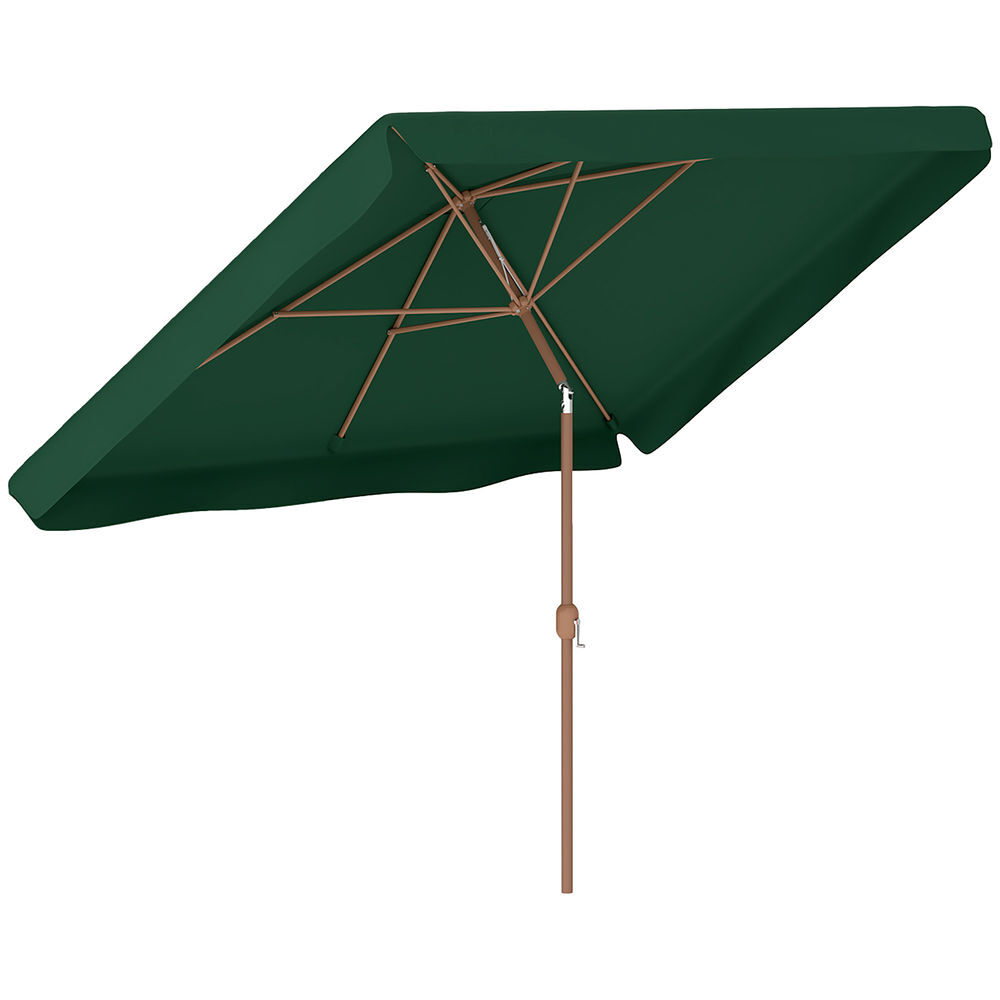 Outsunny chapéu de sol de jardim 300x200 cm chapéu de sol de exterior com ângulo ajustável mastro de alumínio manivela e proteção uv 50+ chapéu de sol