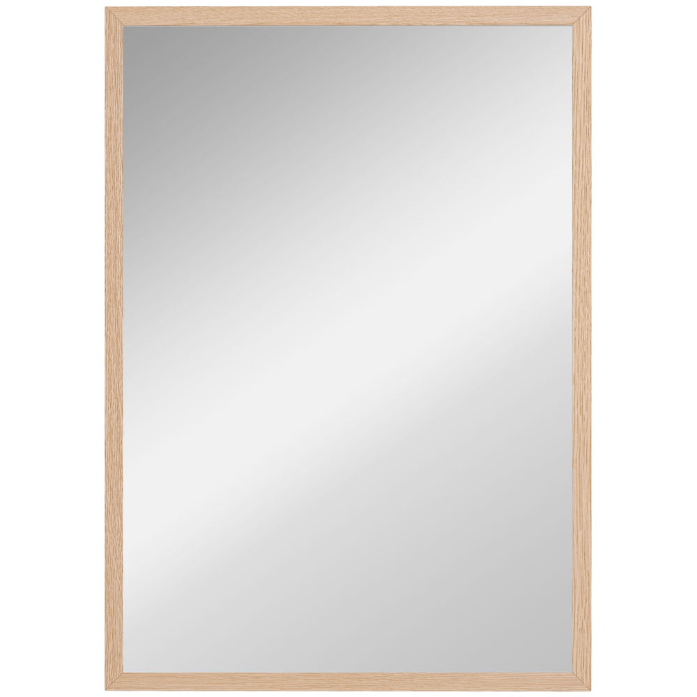 Homcom espelho de parede decorativo 50x70 cm espelho retangular espelho de banheiro com 4 ganchos metálicos estilo moderno para sala quarto entrada