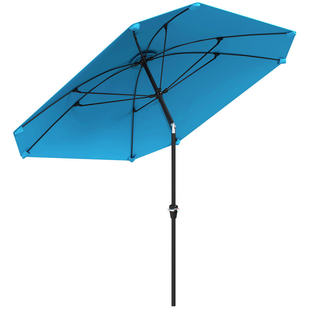 Outsunny chapéu de sol para terraço exterior 233x233 cm, guarda-sol de jardim com ângulo ajustável em 2 posições, impermeável, poste de alumínio,