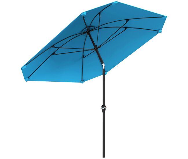 Outsunny chapéu de sol para terraço exterior 233x233 cm, guarda-sol de jardim com ângulo ajustável em 2 posições, impermeável, poste de alumínio,