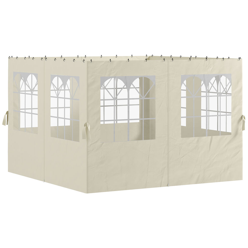 Outsunny 4 paredes laterais para tenda 3x3 m laterais de tenda com ganchos 8 janelas proteção uv substituição lateral para tenda de jardim exterior