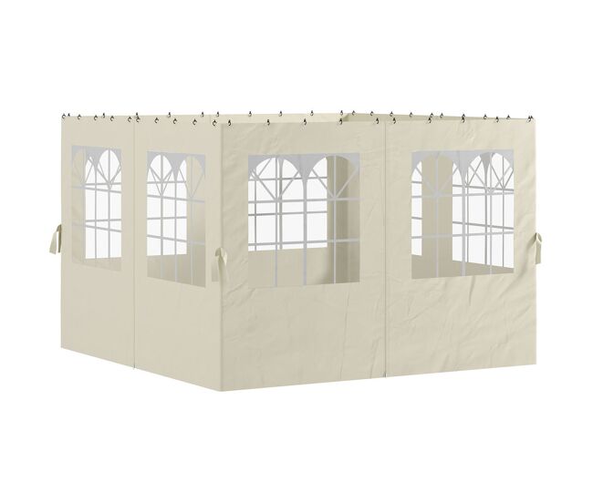 Outsunny 4 paredes laterais para tenda 3x3 m laterais de tenda com ganchos 8 janelas proteção uv substituição lateral para tenda de jardim exterior