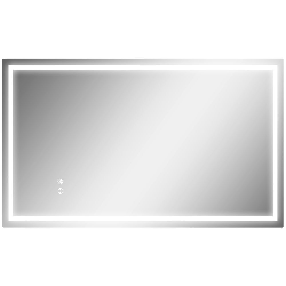 Homcom espelho casa de banho com luz led 100x60 cm espelho de parede com iluminação anti-embaciamento brilho ajustável interruptor tátil ip44 montagem