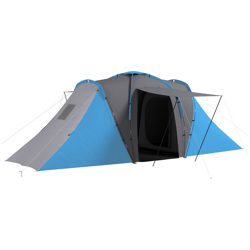 Outsunny tenda de campismo familiar para 4-6 pessoas com 2 dormitórios tenda de campismo grande impermeável 3000 mm com bolsa de transporte