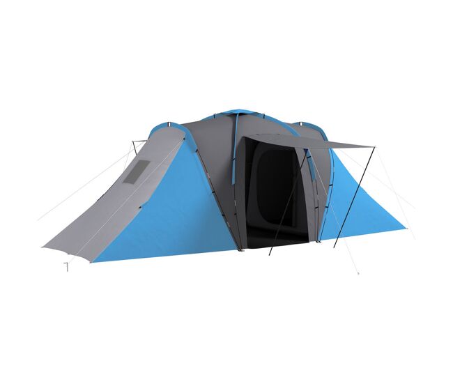 Outsunny tenda de campismo familiar para 4-6 pessoas com 2 dormitórios tenda de campismo grande impermeável 3000 mm com bolsa de transporte