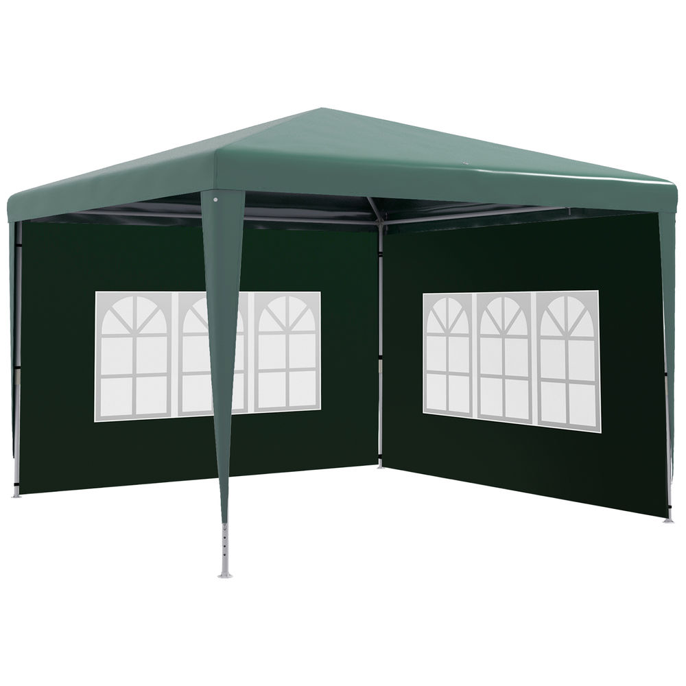 Outsunny conjunto de tenda inclui 1 tenda de jardim 3x3 m anti-uv impermeável e 2 paredes laterais 3x2 m para tenda 3x3 m e 3x6 m para terraço exterior pátio verde