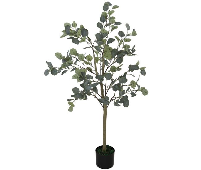 Homcom eucalipto artificial 120 cm planta artificial decorativa grande árvore artificial de interior com 230 folhas decoração para casa escritório