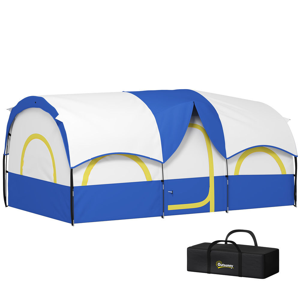 Outsunny tenda de campismo familiar tipo túnel tenda para 4-6 pessoas impermeável 3.000 mm tenda de campismo dobrável com 2 quartos e saco de