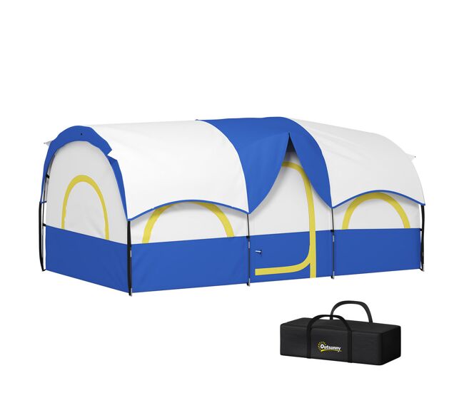 Outsunny tenda de campismo familiar tipo túnel tenda para 4-6 pessoas impermeável 3.000 mm tenda de campismo dobrável com 2 quartos e saco de