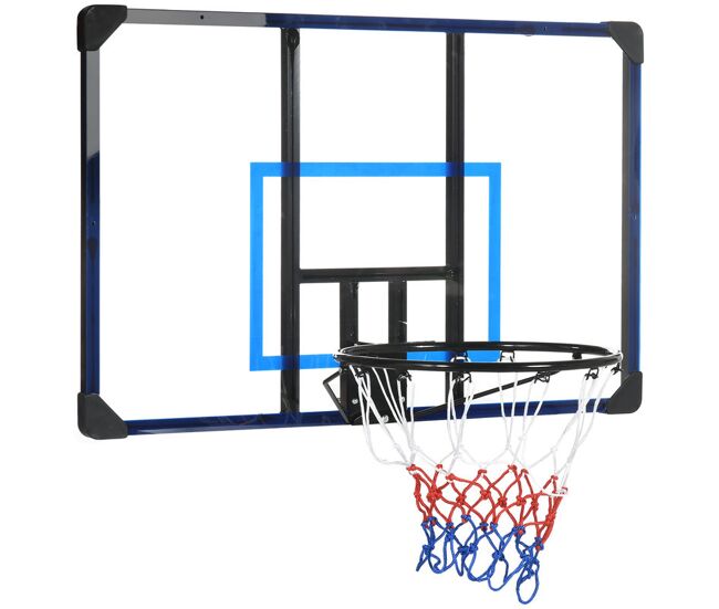Sportnow tabela de basquetebol de parede cesta de basquetebol para exterior 113x61x73 cm azul e preto