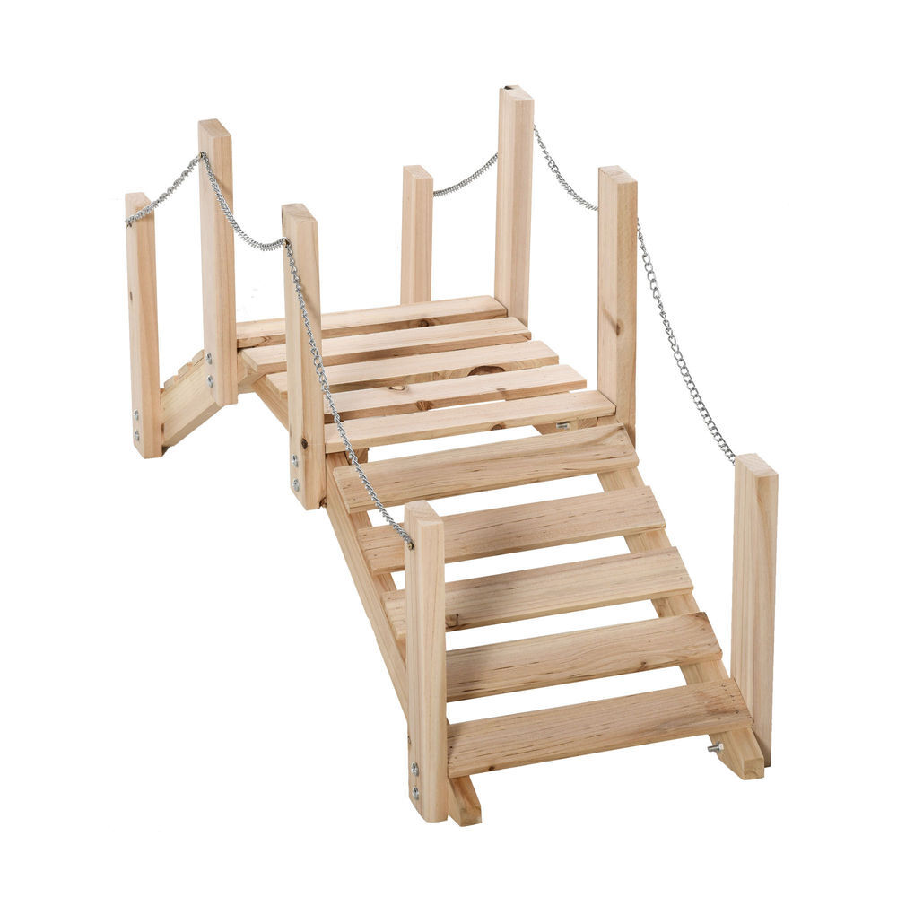 Outsunny ponte de jardim de madeira com corrimãos de correntes metálicas ponte decorativa para lagoa carga 5 kg para decoração pátio 100x32x48 cm