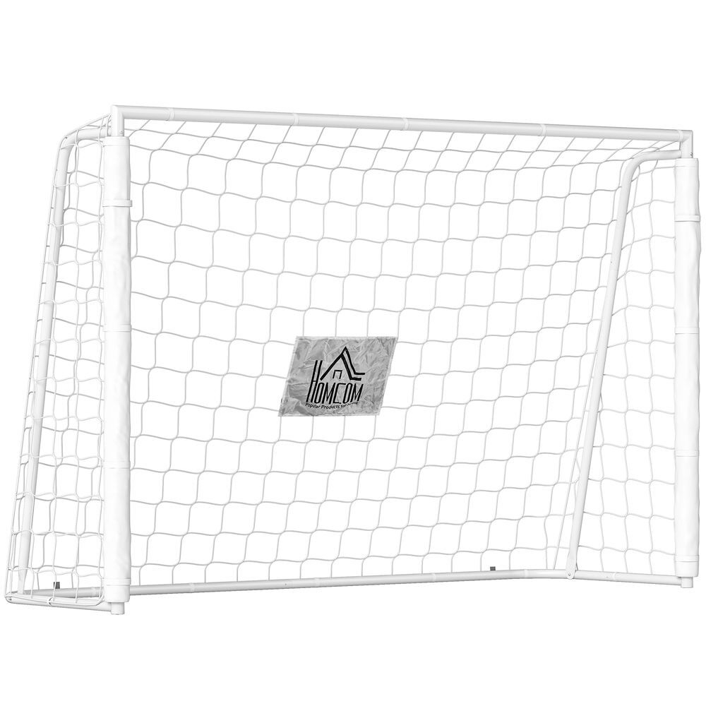 Homcom baliza de futebol baliza de futebol com suporte de metal e rede para treino e diversão de futebol no jardim ar livre 186x62x123 cm branco