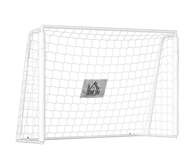 Homcom baliza de futebol baliza de futebol com suporte de metal e rede para treino e diversão de futebol no jardim ar livre 186x62x123 cm blanc