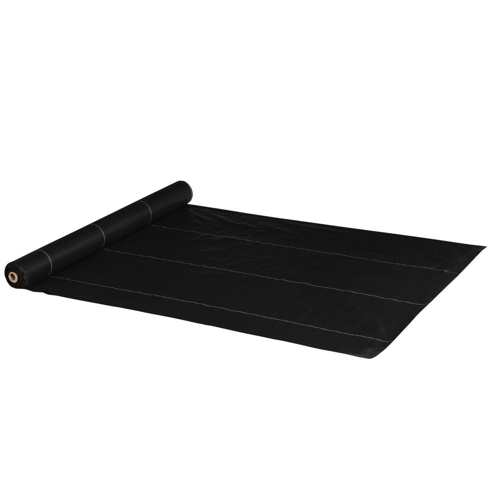 Outsunny rolo de malha anti-ervas 2x25 m malha geotêxtil 60 g/m² para controlo de ervas daninhas de jardim malha anti-ervas preta