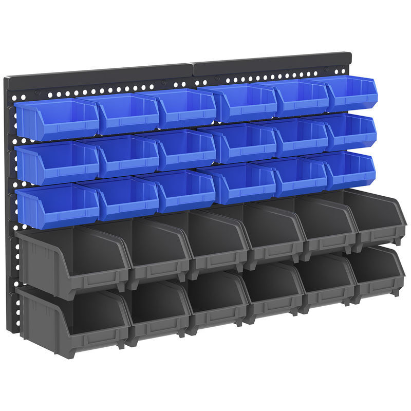 Durhand organizador de ferragens para parede armário organizador de ferragens com 30 caixas de 2 tamanhos diferentes 63x18x37,5 cm azul e cinza