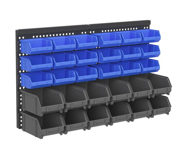Durhand organizador de ferragens para parede armário organizador de ferragens com 30 caixas de 2 tamanhos diferentes 63x18x37,5 cm azul e cinza