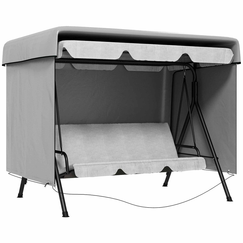 Outsunny capa para baloiço de jardim, capa para baloiço exterior com fecho, impermeável, 215x155x150 cm, cinzento claro